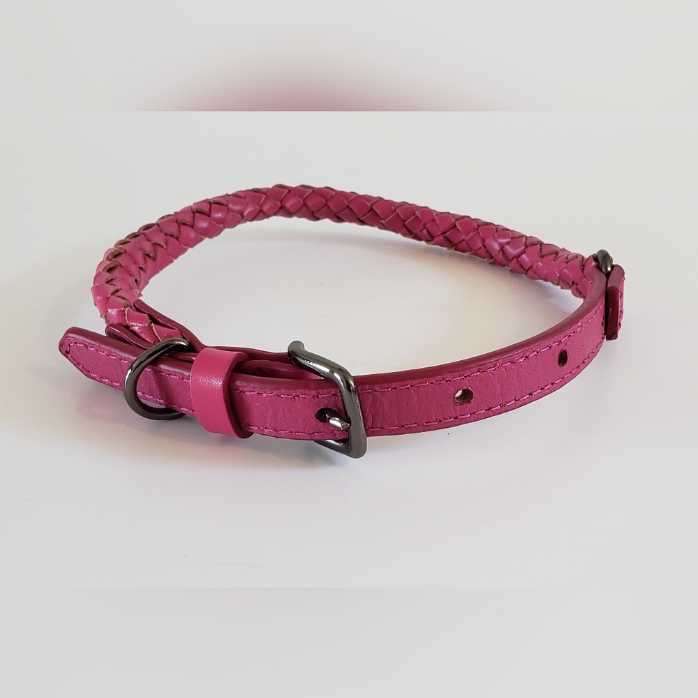 Dog Collar Pink Leather 22"